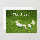 ゴルフボールと花のサンキューカードゴルファー ポストカード (正面/裏面)