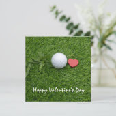 ゴルフボールと赤いハートラブバレンタインデー シーズンカード (スタンド正面)