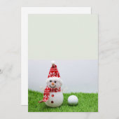 ゴルフボールと雪だるまゴルファークリスマス シーズンカード (正面/裏面)