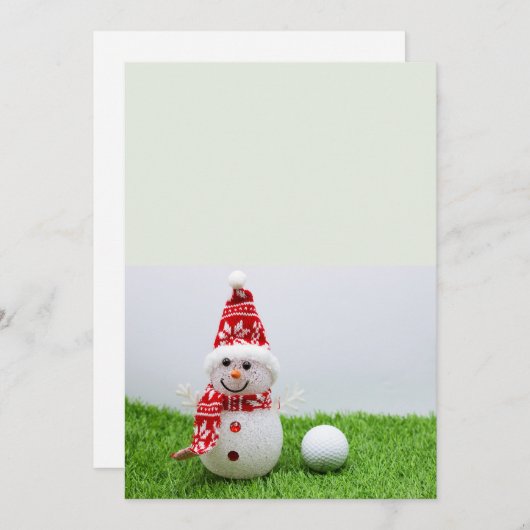 ゴルフボールと雪だるまゴルファークリスマス シーズンカード (正面/裏面)