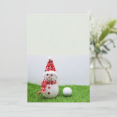 ゴルフボールと雪だるまゴルファークリスマス シーズンカード (スタンド正面)