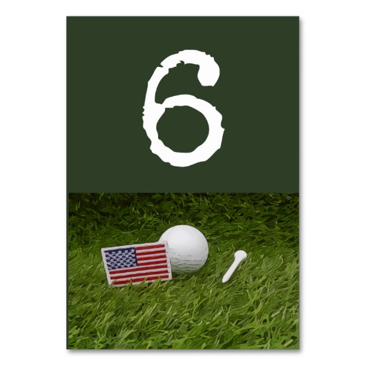 ゴルフボールとT型緑の旗 テーブルナンバー (正面)