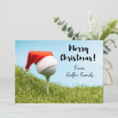 ゴルフボールにサンタハットが付いたゴルフクリスマスホリデー シーズンカード (スタンド正面)