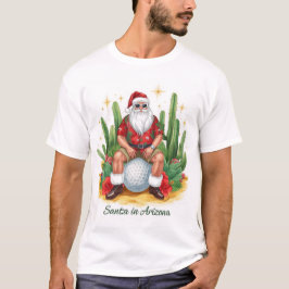 ゴルフボールに描かれたサンタクロースのアリゾナ・クリスマス Tシャツ