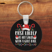 ゴルフボールのクリスマスでサンタを打つ可能性が最も高い キーホルダー (正面)