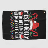 ゴルフボールのクリスマスでサンタを打つ可能性が最も高い ゴルフタオル (横)