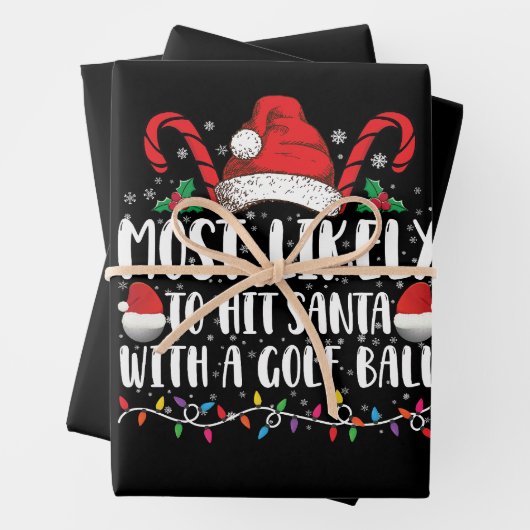 ゴルフボールのクリスマスでサンタを打つ可能性が最も高い ラッピングペーパーシート (インサイチュ)