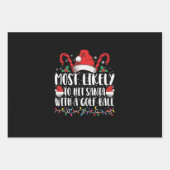 ゴルフボールのクリスマスでサンタを打つ可能性が最も高い ラッピングペーパーシート (正面)