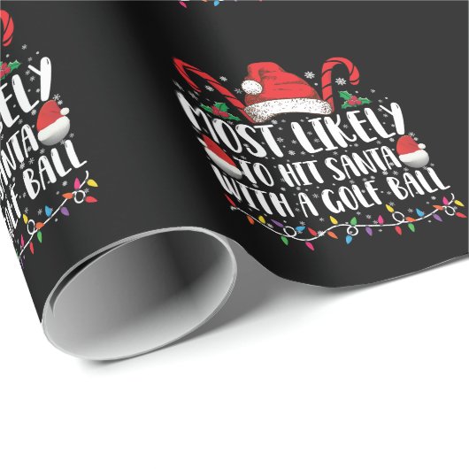 ゴルフボールのクリスマスでサンタを打つ可能性が最も高い ラッピングペーパー (ロールコーナー)