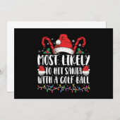 ゴルフボールのクリスマスでサンタを打つ可能性が最も高い 招待状 (正面/裏面)