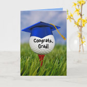 ゴルフボールの青色卒業キャップ カード (黄色い花)