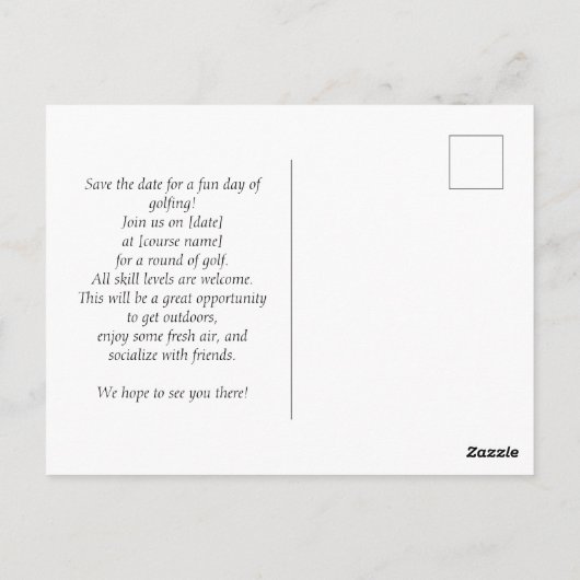 ゴルフボールは日付を保存する ポストカード (裏面)