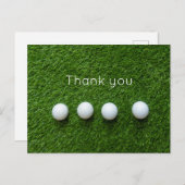 ゴルフボールは緑の草のサンキューカード ポストカード (正面/裏面)