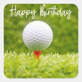 ゴルフボールは誕生日に緑の草の上にある スクエアシール