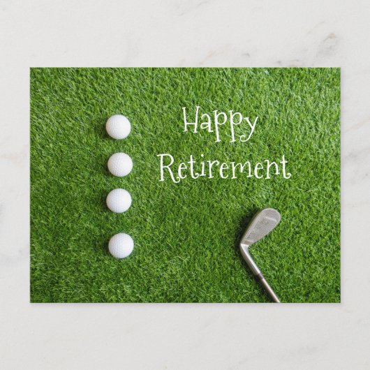 ゴルフボールをグリーンに置いたゴルファーへの引退 ポストカード (正面)