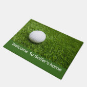 ゴルフボールをグリーンに載せたゴルファーの家へようこそ ドアマット (アングル)