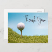 ゴルフボールをティーに載せたゴルフサンキューカード  ポストカード (正面/裏面)
