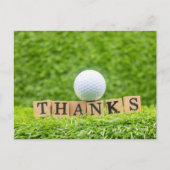 ゴルフボールをティー上に置いたゴルフサンキューカード ポストカード (正面)