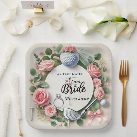 ゴルフボールをテーマにしたゴルフブライダルシャワー ペーパープレート (ウェディング)