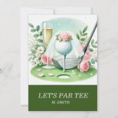 ゴルフボールをテーマにしたゴルフブライダルシャワー 招待状 (正面)