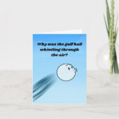 ゴルフボールを口笛で囲む新しい仕事のユーモアおめでとう カード (正面)