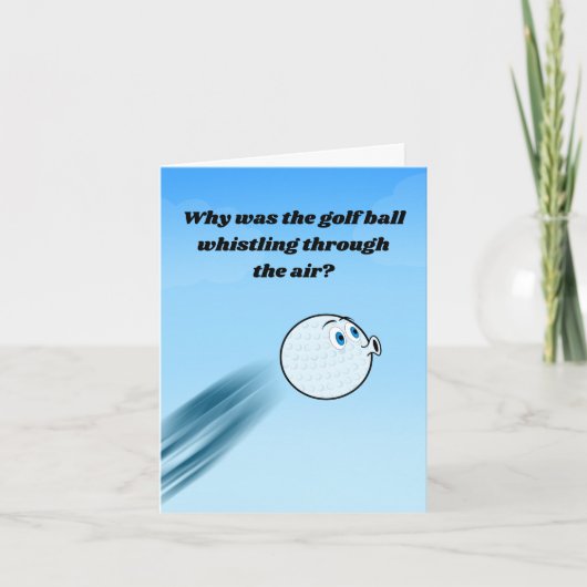 ゴルフボールを口笛で囲む新しい仕事のユーモアおめでとう カード (正面)