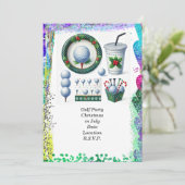 ゴルフボールを持つゴルファーのための7月のゴルフクリスマス 招待状 (スタンド正面)