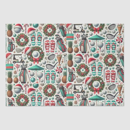 ゴルフボールを持つゴルファーのための7月のゴルフクリスマス 薄葉紙 (正面)