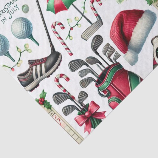 ゴルフボールを持つゴルファーのための7月のゴルフクリスマス 薄葉紙 (詳細)