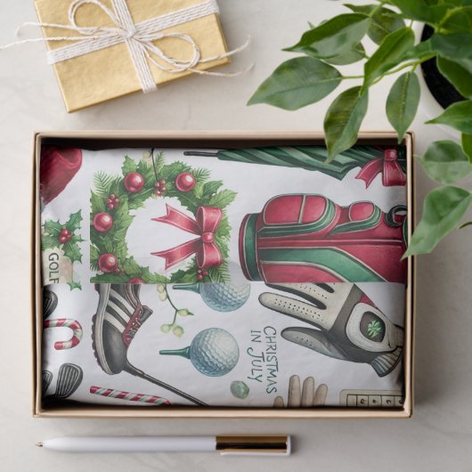 ゴルフボールを持つゴルファーのための7月のゴルフクリスマス 薄葉紙 (ギフト)