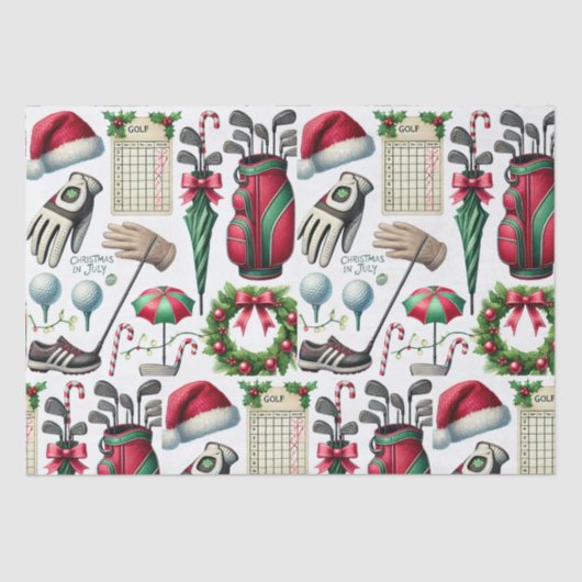 ゴルフボールを持つゴルファーのための7月のゴルフクリスマス 薄葉紙 (正面)