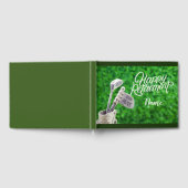 ゴルフボールを持つゴルファーへのゴルフの幸せな退職 ゲストブック (全面)