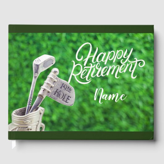 ゴルフボールを持つゴルファーへのゴルフの幸せな退職 ゲストブック (正面)