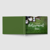 ゴルフボールを持つゴルファーへのゴルフの幸せな退職 ゲストブック (全面)