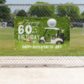 ゴルフボールを持つゴルファーへのゴルフの誕生日パーティー 横断幕 (インサイチュ)