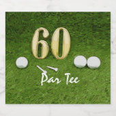 ゴルフボールを有するゴルファーのための第60誕生日及び60 スパークリングワインラベル (シングルラベル)