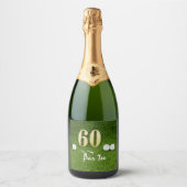 ゴルフボールを有するゴルファーのための第60誕生日及び60 スパークリングワインラベル (正面)