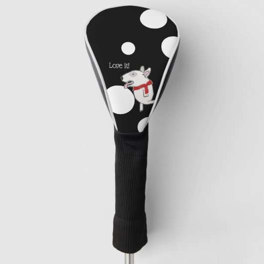 ゴルフボールを楽しむブルテリア ゴルフヘッドカバー (正面)