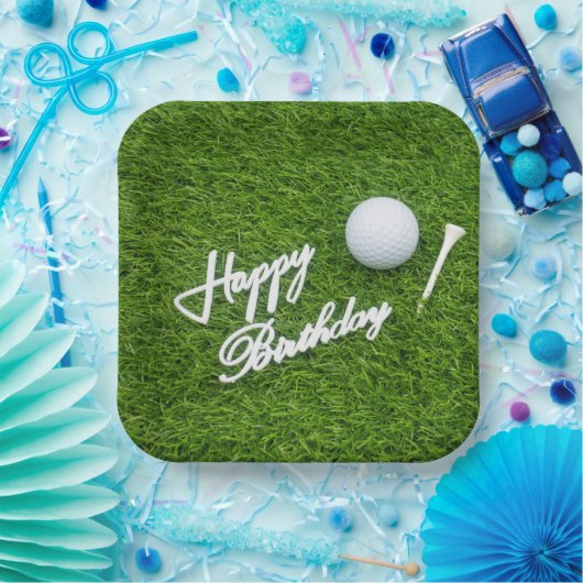 ゴルフボールを用いたゴルファーへのゴルフハッピーバースデー ペーパープレート (パーティー)