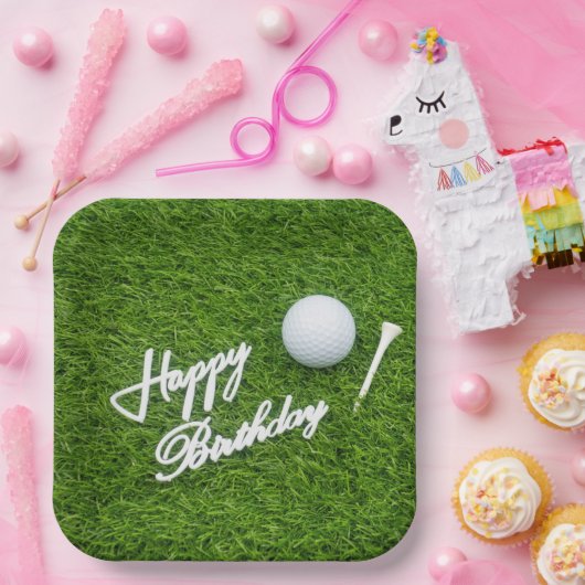 ゴルフボールを用いたゴルファーへのゴルフハッピーバースデー ペーパープレート (パーティー)