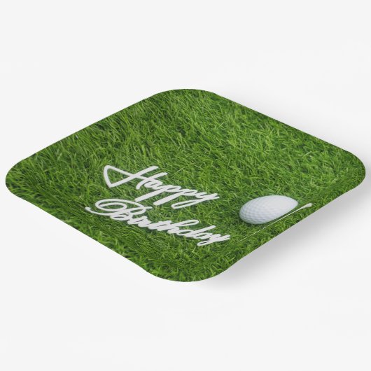 ゴルフボールを用いたゴルファーへのゴルフハッピーバースデー ペーパープレート (傾斜あり)