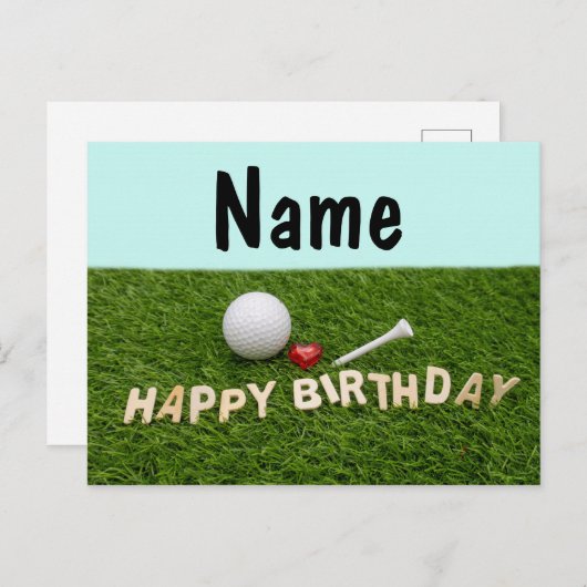 ゴルフボールを用いたゴルファーへのゴルフハッピーバースデー ポストカード (正面/裏面)