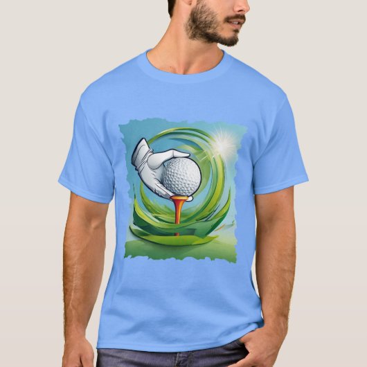 ゴルフボールを置く手(グローブ着用) Tシャツ (正面)