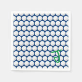 ゴルフボールイニシャルブルーホワイトグリーンモダンゴルファー スタンダードカクテルナプキン (正面)