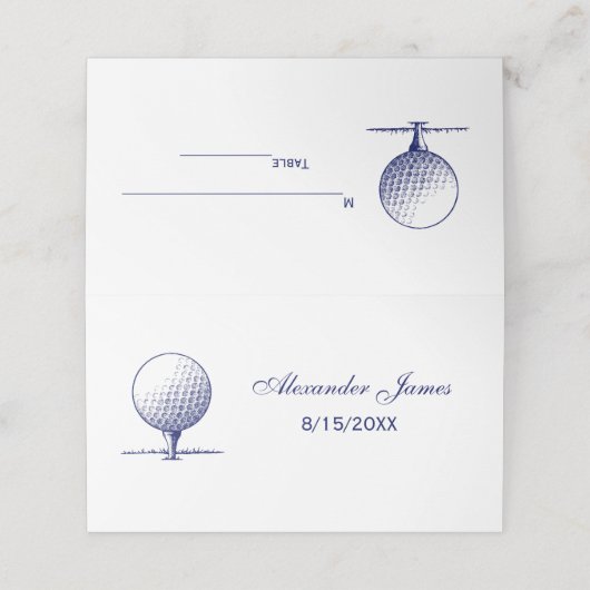 ゴルフボールオンティーエスコートカード座席表ブルー プレイスカード (外部開封)