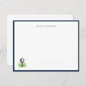 ゴルフボールオンティー、ゴルファーがパーソナライズ サンキューカード (正面/裏面)