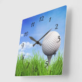 ゴルフボールオンティー スクエア壁時計 (傾斜)