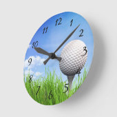 ゴルフボールオンティー ラウンド壁時計 (傾斜)