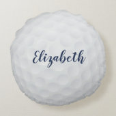 ゴルフボールカスタムレディーゴルファー可愛いブルー ラウンドクッション (裏面)