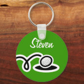 ゴルフボールキーチェーン |名前を付けたパーソナライズ可能 キーホルダー (正面)